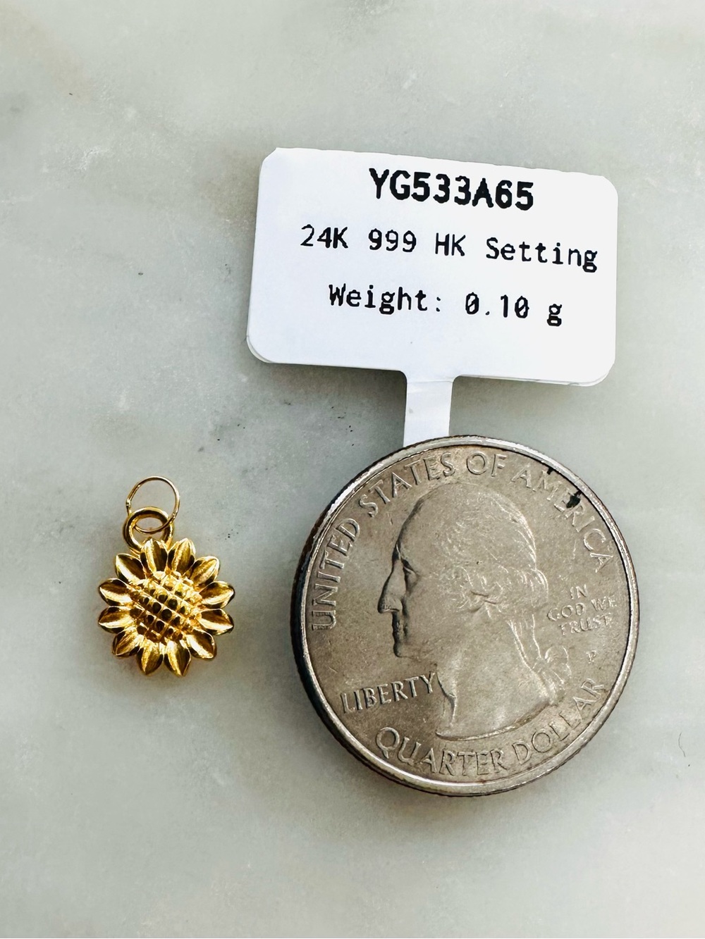 24K Solid Gold Sunflower Pendant Lucky Charm Necklace With Certificate - Picture 5 of 6